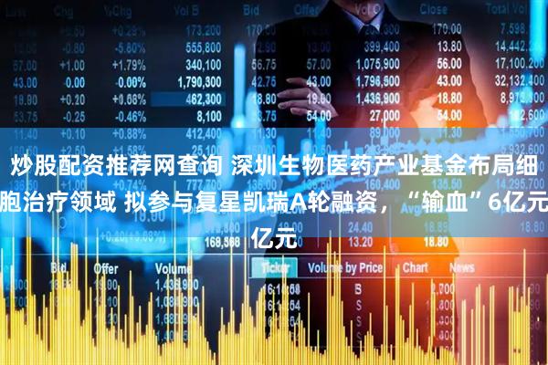炒股配资推荐网查询 深圳生物医药产业基金布局细胞治疗领域 拟参与复星凯瑞A轮融资，“输血”6亿元