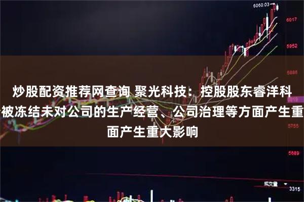 炒股配资推荐网查询 聚光科技：控股股东睿洋科技股份被冻结未对公司的生产经营、公司治理等方面产生重大影响